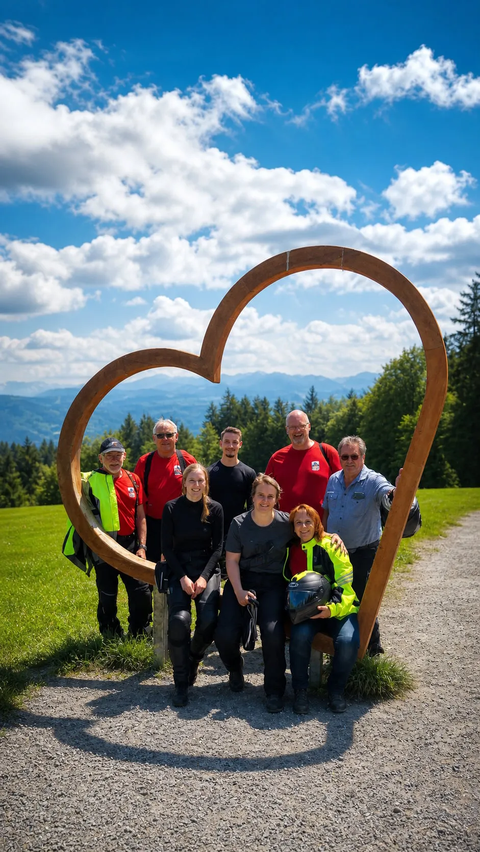 Motorradgruppe auf einer Bergstraße